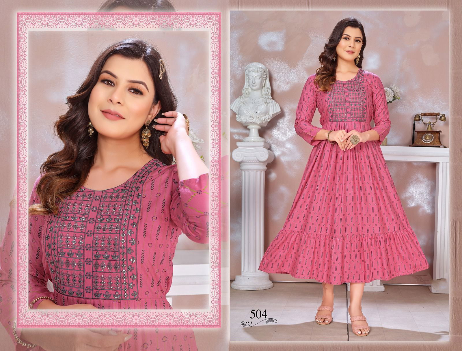 Golden Blessed 3 Printed Long Anarkali Kurtis Catalog
